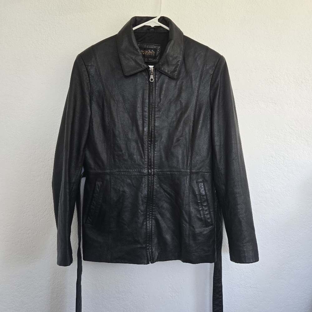 Michael Lawrence Women's black 100% genuine leather jacket size L